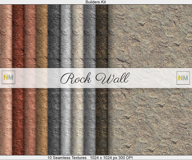 Second Life Marketplace Rock Wall Builders Kit 10 Seamless Textures NM